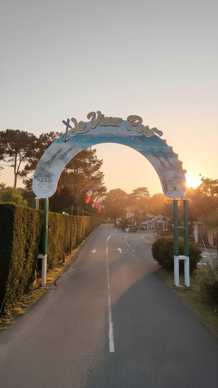 L'arche d'arrivée au camping Le Vieux Port
