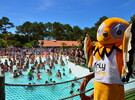Animation avec Soly à la piscine au camping 5 étoiles le Vieux Port dans les Landes 