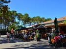 Vue extérieur de points de restauration du camping 5 étoiles Le Vieux Port Resasol au Sud de la France dans les Landes à Messanges Vieux Boucau