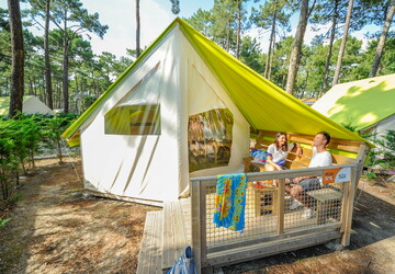 Vue ensemble Tente Eco 4 personnes dans les Landes au camping Le Vieux Port