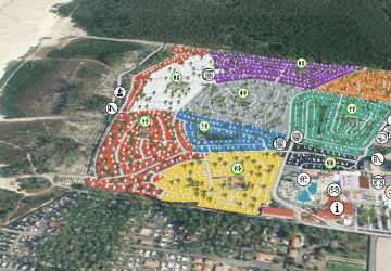 YOURMAPS Camping Le Vieux Port 2025 vue satellite de tout le site jusqu'à la plage