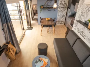 Lodge Premium 6 pers Otello 3 chambres au camping 5 étoiles dans les Landes au camping Le Vieux Port 