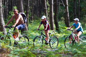 Balade en famille sur la piste vélo voie verte vélodyssée dans la forêt des Landes | Le Vieux Port Messanges Vieux Boucau (camping 5 étoiles landes accès direct plage, bord de mer, accès plage)