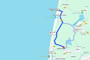 camping seignosse trajet voiture le vieux port
