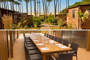 Lieu de réunion atypique CODIR en pleine nature, chalets premium avec piscine privée et terrasse 40 m², idéal pour comités de direction dans les Landes ; Séminaire CODIR dans un écrin de nature entre dune et forêt de pins au camping 5 étoiles Le Vieux Port