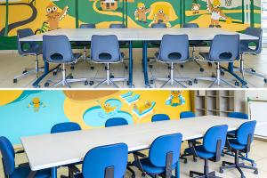 Deux salles communicantes 35 m² et 30 m² du Mini-Centre camping Le Vieux Port, espace modulable pour réunions et ateliers professionnels dans les Landes ; Vue d’ensemble Mini-Centre camping 5 étoiles avec deux salles de 35 et 30 m² pour séminaires, ateliers et réunions en sous-commission