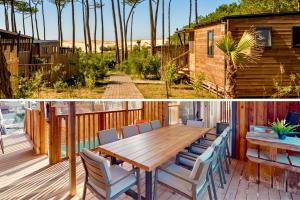 Lieu de réunion atypique CODIR en pleine nature, chalets premium avec piscine privée et terrasse 40 m², idéal pour comités de direction dans les Landes ; Séminaire CODIR dans un écrin de nature entre dune et forêt de pins au camping 5 étoiles Le Vieux Port
