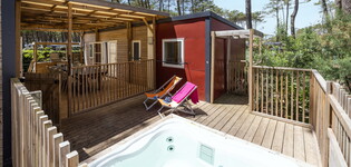 Location Cottage Premium Jacuzzi® 10 personnes au camping 5 étoiles Le Vieux Port avec Resasol pour vos vacances, loisirs et évenements à Messanges Vieux Boucau en bord de mer à la plage