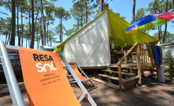 Extérieur Tente Eco 4 personnes dans les Landes au camping Le Vieux Port locations à petits prix