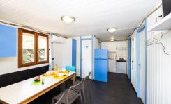 Chalet bois 6 personnes chambre dans les Landes au camping 5 étoiles le Vieux Port à Messanges
