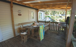 Mobil Home 8 pers camping 5 étoiles Vieux Port dans les landes exterieur