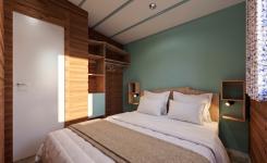 Modélisation 3D de la chambre principale du Chalet Écume 5/6P